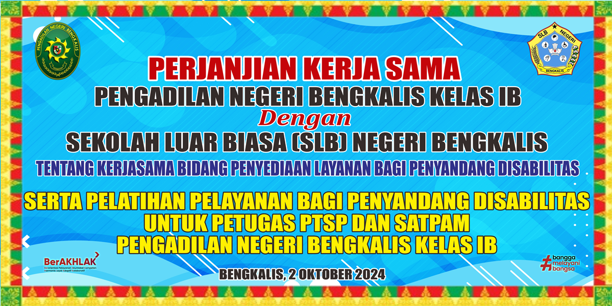 perjanjian kerja sama pn bengkalis dengan SLBN Bengkalis